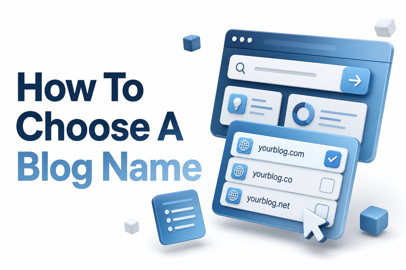 how-to-choose-a-blog-name Notebook with blog name ideas and a laptop for choosing a blog name